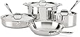 All-Clad 4007AZ D3 Stainless Steel Dishwasher Safe Induction Compatible Cookware Set, Tri-Ply Bonded, 7-Piece, Silver