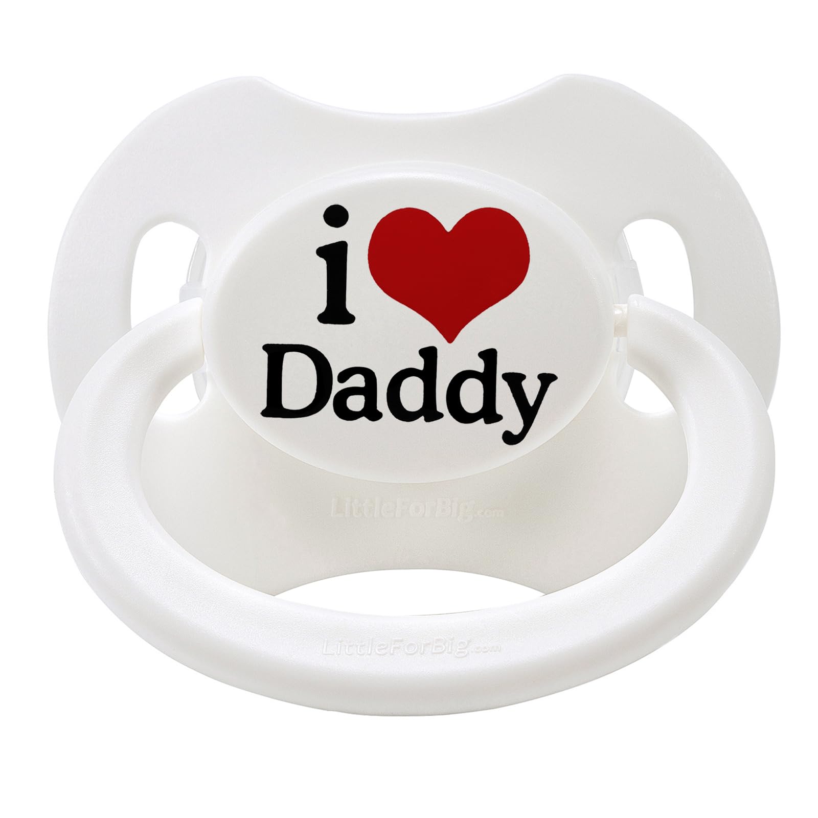 LittleForBig Bigshield Gen-II Adult Sized Printed Pacifier I Love Daddy Pattern White