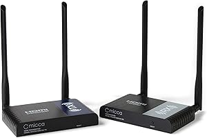 Micca Wireless HDMI Extender 1080P Full HD 330ft Line-of-Sight Long Range 5GHz Transmitter and Receiver with Integrated HDMI Splitter and IR Pass-Back