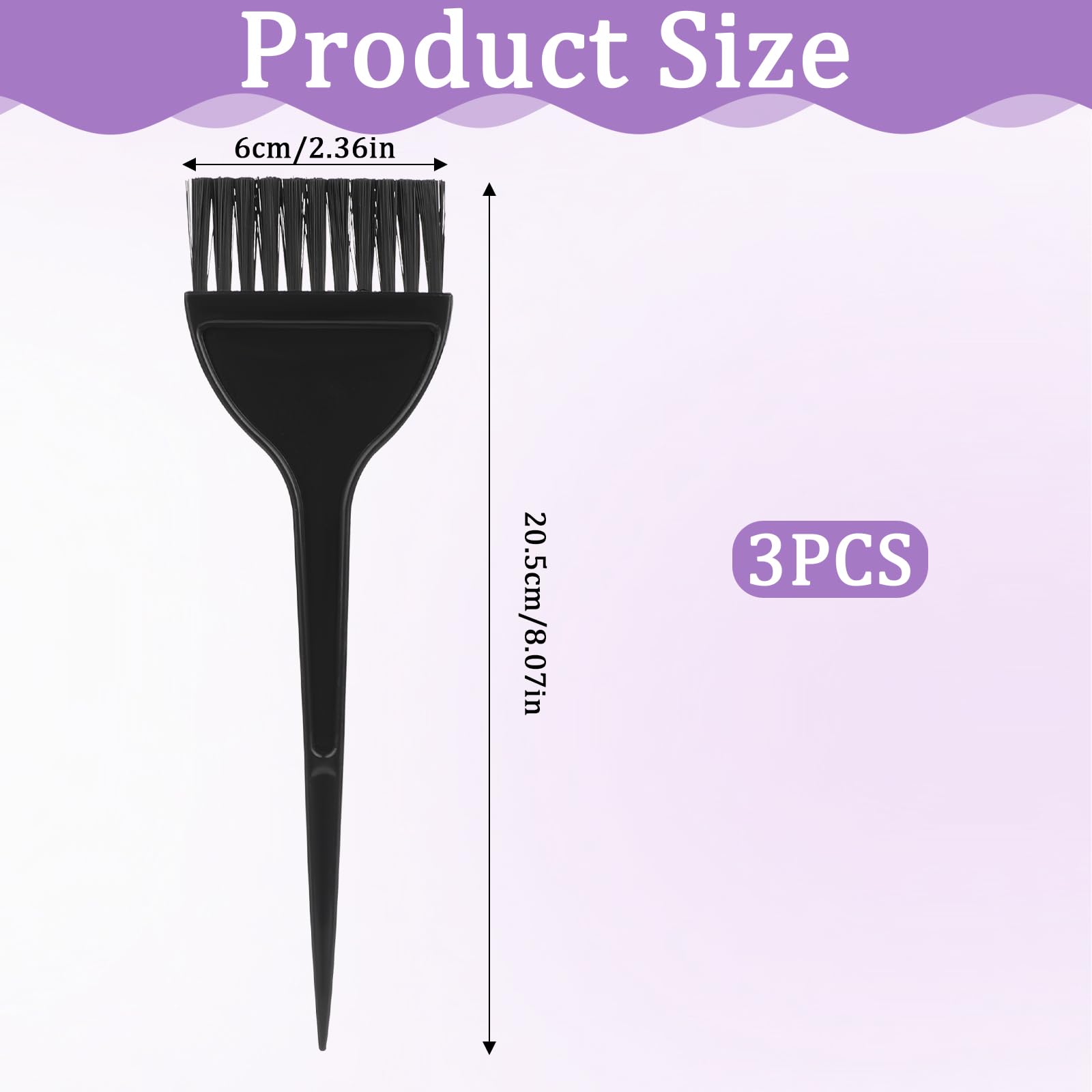 Hair Dye Brush, 3 Pcs Hair Color Brush, Professional Color Brushes for HairStylist Reusable Color-Tint Applicator for Women Men Salon Use Home DIY Dyeing (Black)