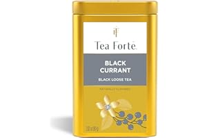 Tea Forte Black Currant Premium Loose Leaf Caffeinated Black Tea Blend Canister, Makes 35-50 Cups