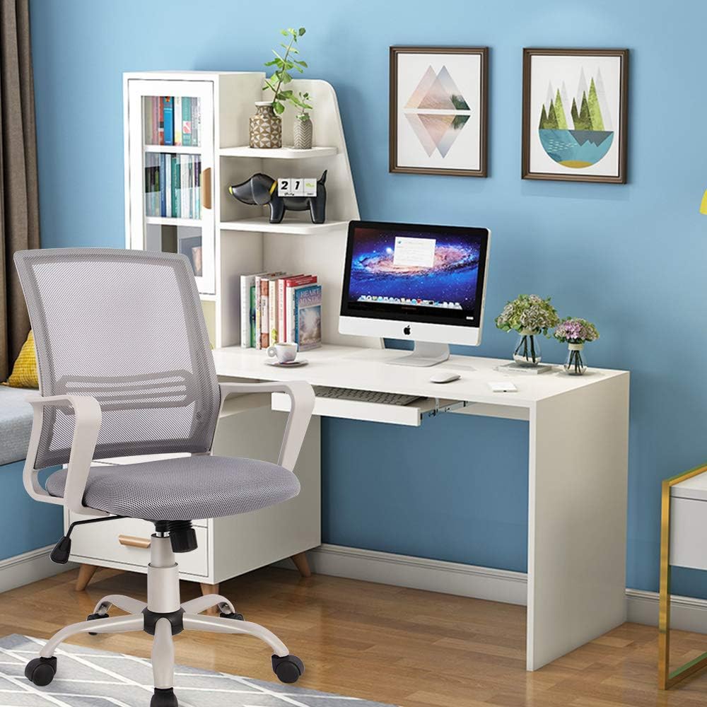 Office Chair, Mid Back Mesh Office Computer Swivel Desk Task Chair, Ergonomic Executive Chair with Armrests: Furniture & Decor