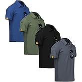 V VALANCH Polo Shirts for Men 4 Pack Short Sleeve Cool Dri Collared Tennis Golf Shirts