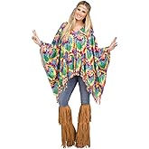 Fun World Women's Tie-Dye Hippie Poncho Costume, Standard (4-14)