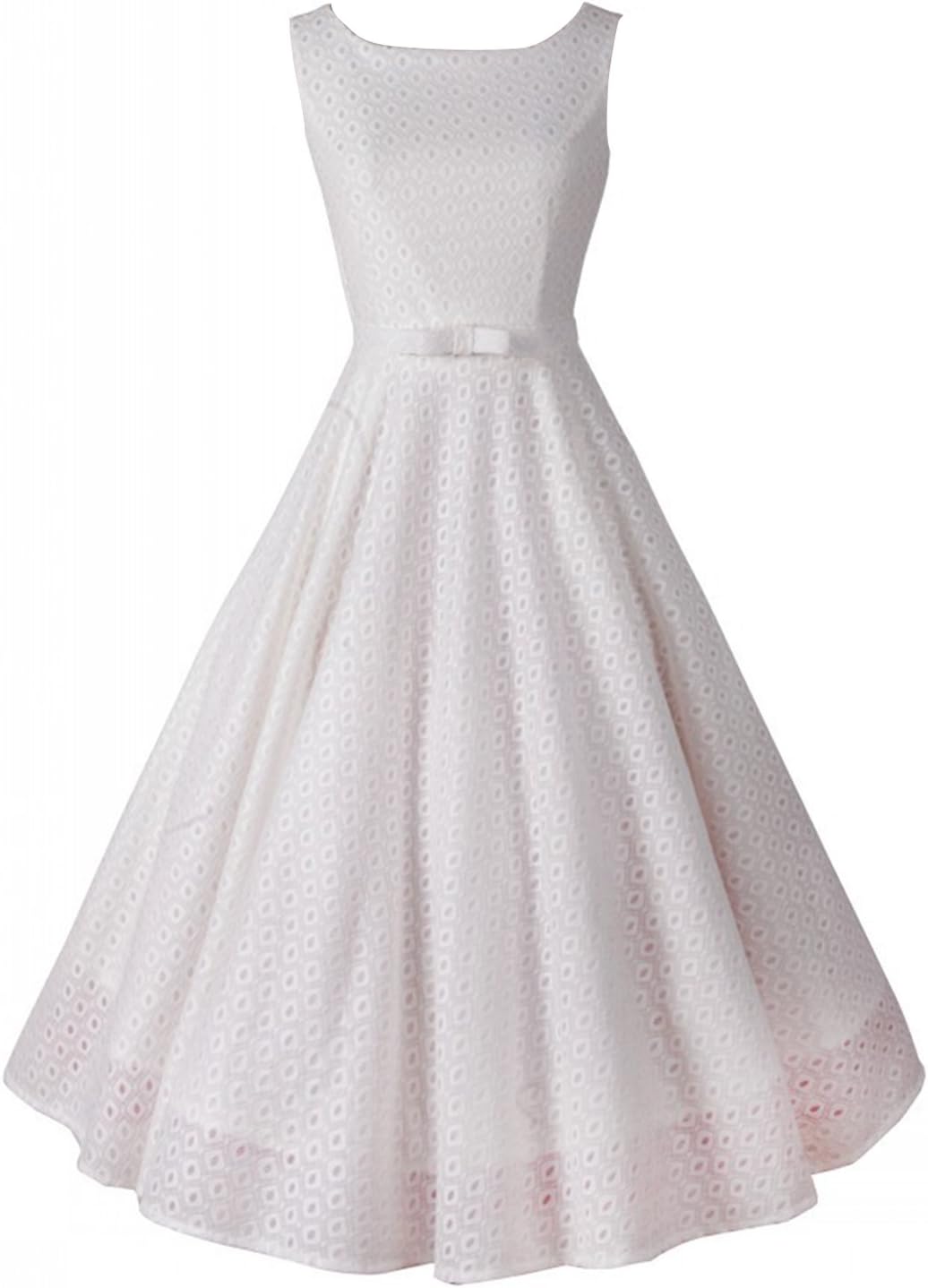 Anni Coco Women's Classy Audrey Hepburn 1950s Floral Lace Vintage Swing Dress