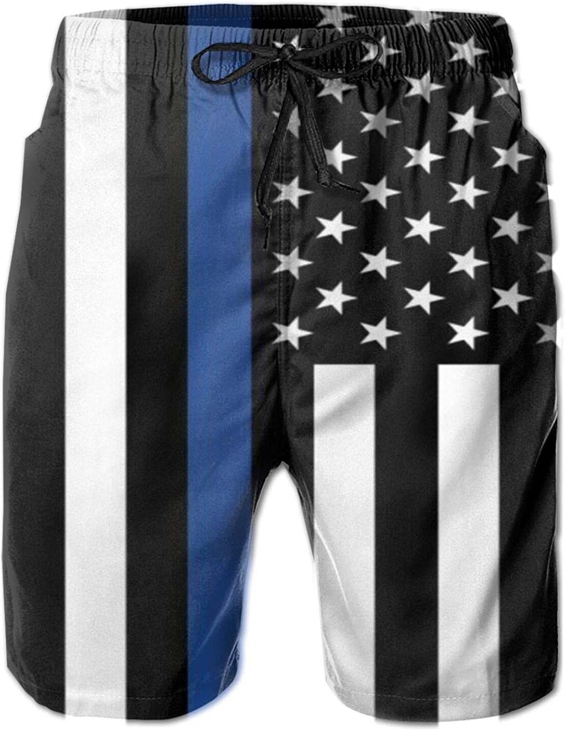 NYNELSONG Thin Blue line Flag Men's Beach Swim Trunks