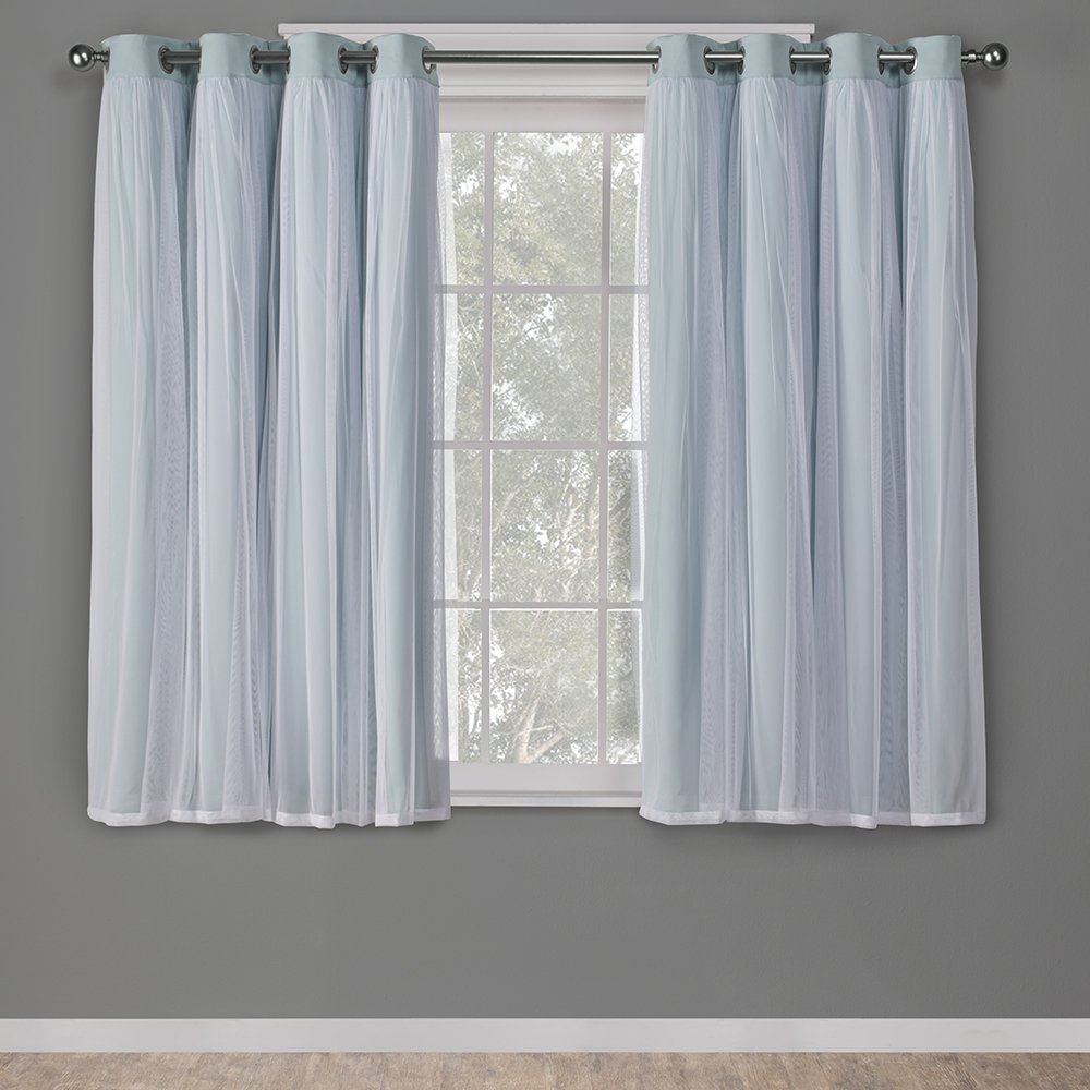 Exclusive Home Curtains Catarina Woven Blackout Grommet Top Panel Pair, Aqua, 52x63, 2 Piece — image 1