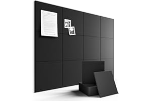 Fluxynara Large Felt Bulletin Board Large 48" x 36" Cork Board Alternative-12 Pack with 70 Safe Removable Adhesive Tabs, Cork Boards for Walls Cork Board for Home Office Classroom Pin Board - Black