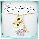 MOM & THREE DAUGHTERS Gift for Artist Woman, Artist Palette and Paint Brush Necklace, Teacher Gifts. Palette Necklace, Pendant for Women Gift, Unique Gifts,