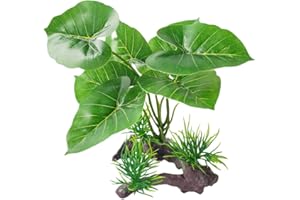 MRTIOO Reptile Artificial Plants, Terrarium Plants Decorations Supplies, Amphibian Habitat Hideout Tank Accessories, Rainforest Ground Plant (A)