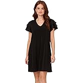 Adrianna Papell Womens V Neck Double Flutter Sleeve Dress