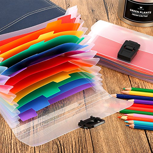 Mtlee 4 Pack Mini Document File A6 7.1 x 4.45 x 1.1 Inch Rainbow Expanding Folder 13 Pocket File Organizer 12 Labels Index - Thumbnail 5