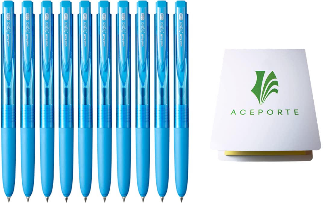 Photo 1 of Uni-Ball Signo RT1 0.28mm - Smooth Ink Flow Gel pen, Retractable Gel Ink Pen, Ultra Micro Point, Light Blue - Pack of 10, Sticky Notes Value Set