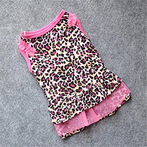 Fabal Summer Casual Pet Dog Clothes Puppy Apparel for Small Dogs Leopard Print (XS, Pink) - Thumbnail 5