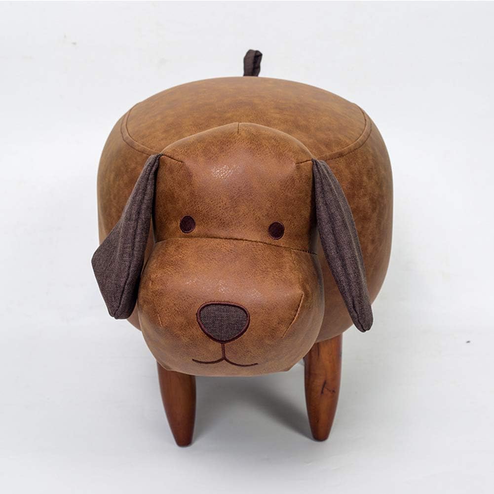 RYFTS Leather Animal Footstool,Creative Cute Stool For Kids With Wood