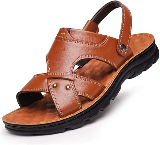 mens leather strap sandals