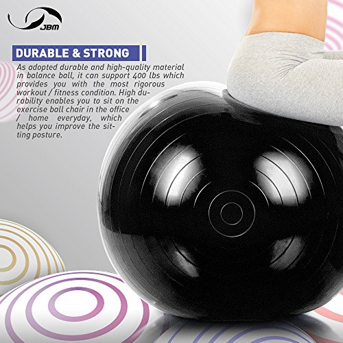 image for JBM Exercise Yoga Ball with Free Air Pump (4 Sizes 5 Colors) 400 lbs A