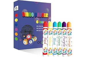 6-Pack 20ml (120ml total) Bingo Daubers Set, Perfect for Bingo Games and Creative Painting, Vibrant Colors, Precise Marking, 