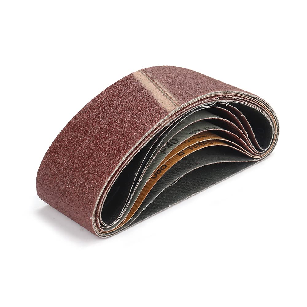 SI FANG Sanding Belts 75 x 457mm Aluminum Oxide Abrasive Sanding Belt Assorted Grits Mix Set, Suitable for 457x75mm Belt Sander, Wood & Metal Polishing, 40 60 80 120 150 320 400 Grit (14 Pack)