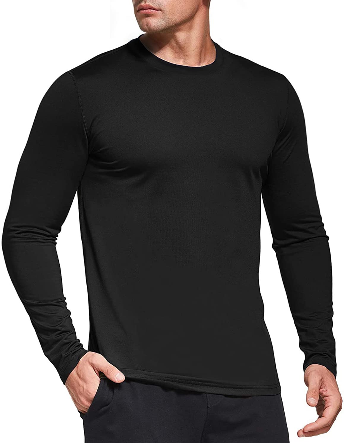 Herren 3er Pack Langarmshirt T-Shirts, UPF 50+ UV Schnelltrocknend Funktionsshirt Laufshirts, Atmungsaktiv Langarm Sportshirt Gym Outdoor Workout Fitness Oberteil Black/White/Grey-3P01-L 2