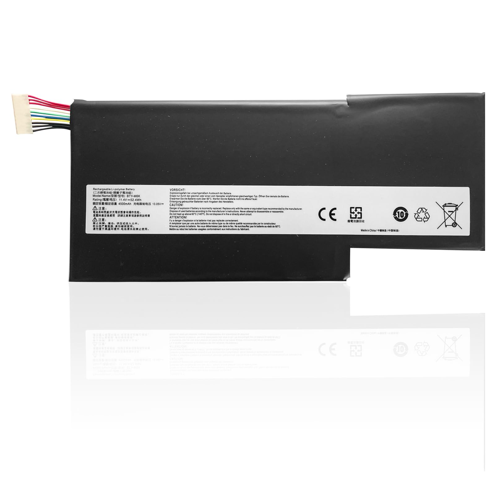 BTY-M6K Laptop Battery Replacement for MSI Stealth Pro GS63VR 7RG 7RG-005 GF63 Thin 8RC 8RD 9SC 9SCXR 8RD-050NL 010ES GF75 Thin 3RD 8SC 8RD 8RC 8RX 9SC 9SC-088CN MS-17B4 MS-16K3 (11.4V 4500mAh/52.4Wh)