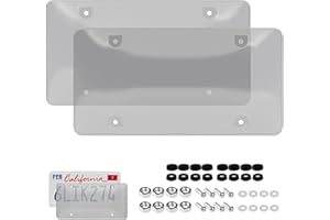 Wanheart 2 Pack Clear License Plate Covers & Frames – Rust-Proof ABS & Polycarbonate Protector with Screws & Caps, Anti-Scratch, Weather-Resistant, Universal 12x6 Fit for US Cars (C)