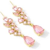 Teardrop Wedding Bridal Dangle Earrings for Brides Birdesmaid,Crystal Cubic Zirconia Chandelier Dangling Earring Gold/Silver Plated Diamond Drop Earrings for Prom Pageant