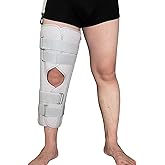 Yarifxy Three-Panel Knee Immobilizer & Knee Stabilizer - Leg Support Splint for Knee Pre-and Postoperative Injuries & Instabilities - Straight Leg Brace with Shoulder Strap to Prevent Sliding (18")