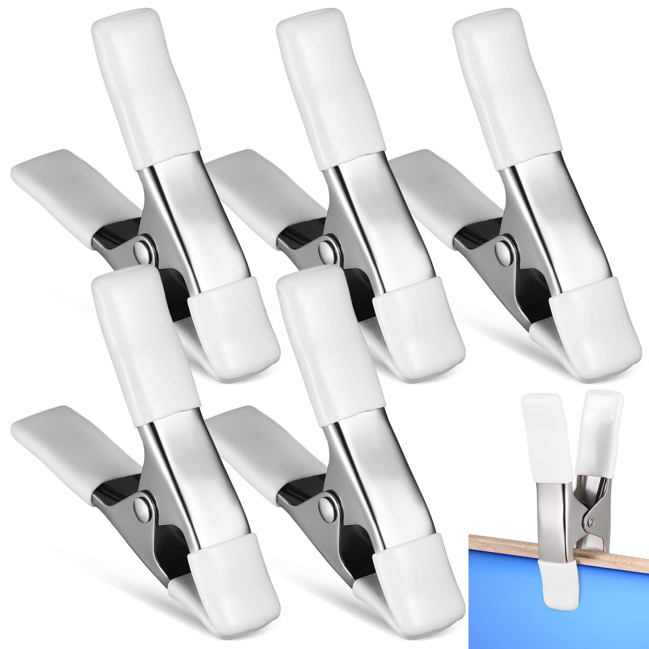 Photo 1 of Housoutil 5 Pcs Spring Clamps 4 Inch Plastic Backdrop Stand Clamps Photography Heavy Duty Spring Clips White