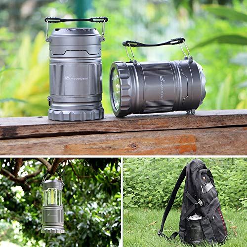 LED Camping Flashlight Lanterns Combo- Moobibear 2-In-1 Portable Tac Lantern Handheld Flashlights, Battery Powered Water Resistant Collapsible Lantern for Night Fishing, Hiking, Emergencies, 4 Pack