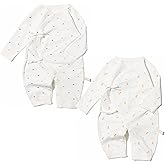 Cherie Kids 100% Organic Cotton Soft 0-6 Months 2-Piece Unisex Footless Newborn Baby Sleepers Pajamas Romper Boys Girls