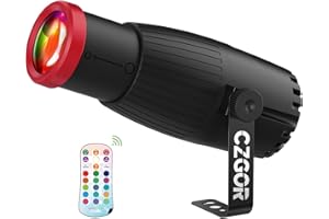 Pinspot Light, Czgor 18W RGBW 4 in 1 LED Disco Ball Lights 16 Colors with Remote Control, Manual Focus Mirror Ball Spotlight, Super Bright Stage Lighting for DJ Party Club Bar Wedding (Red)