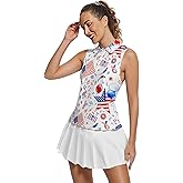 DFZNJRH Golf Shirt Womens Sleeveless Moisture Wicking Athletic Printed Polo Golf Tank Top Women (XS-4XL)