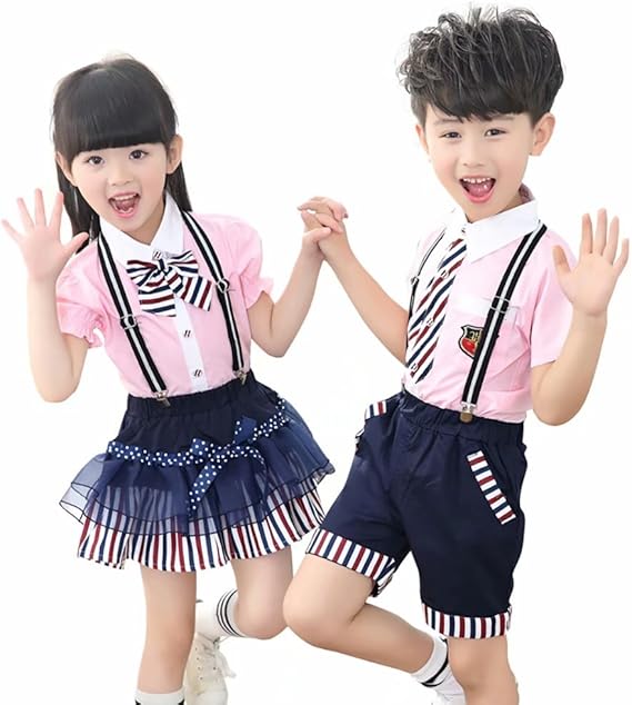 Amazon Co Jp Burning Go 子供スーツ 制服 シャツ サロペット スカート 2点セット 男の子 女の子 半ズボン ハーフパンツ キッズスーツ 卒業式 卒園式 学園祭 服 ファッション小物