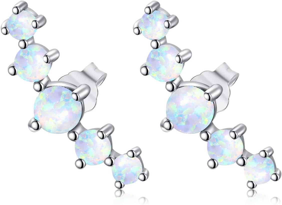 Blue Opal White Opal Stud Earrings 925 Sterling Silver Bee Stud Earrings for Women