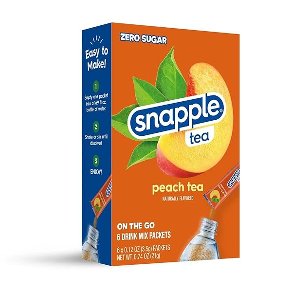 SNAPPLE ON THE GO SUGAR FREE DIET PEACH TEA POWDERED DRINK MIX 6 STICKS PER BOX – PACK OF 3 (3)