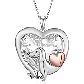 CVRAVO Dachshund Necklace S925 Sterling Silver Dachshund Gifts for Women Cute Dachshund Dog Jewelry Gifts for Women