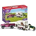 Schleich Horse Club Truck and Trailer Toys – 14 Piece Pickup Truck & Trailer Playset, with Horse Figurine, Rider Action Figur