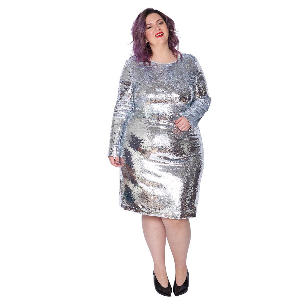 plus size silver sequin dress