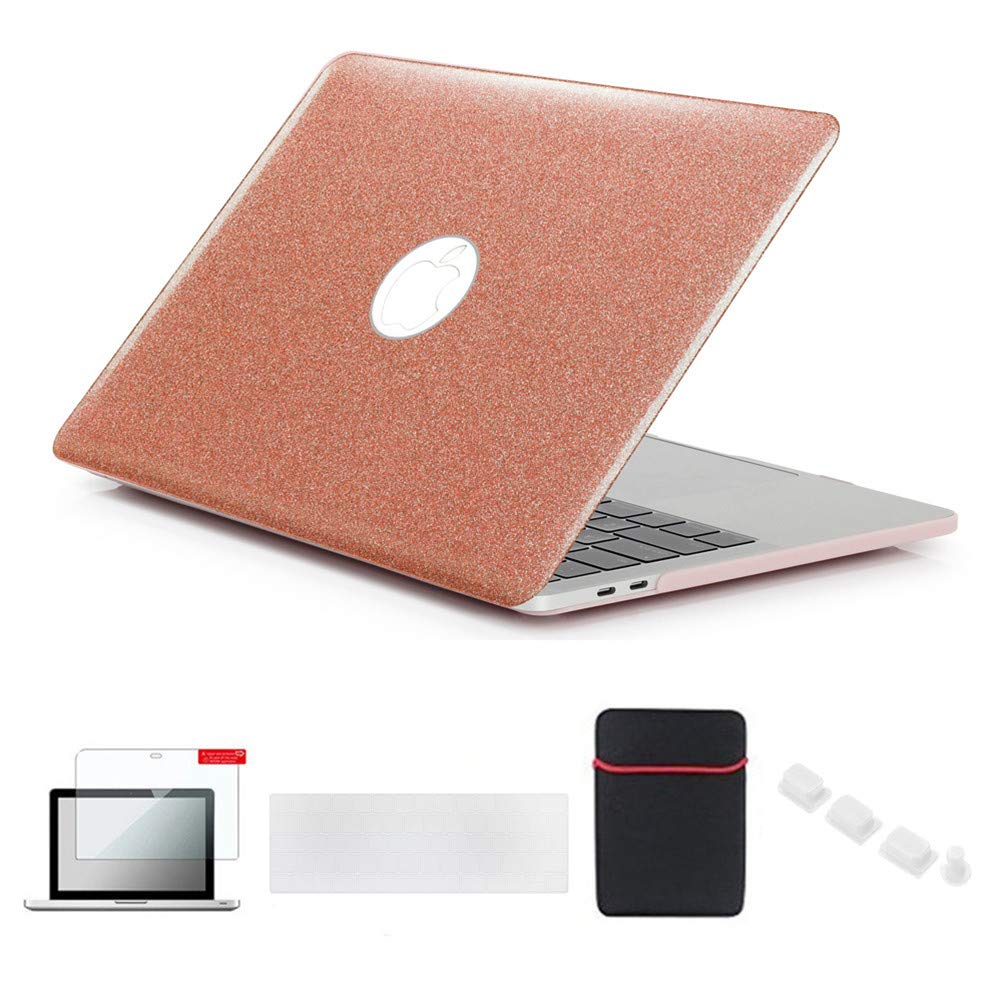 Se7enline Compatible with Macbook Pro 13 inch Case M1/M2 A2338/A2251/A2289/A1706/A1989/A2159 2016-2023 Glitter Bling Laptop Cover &Sleeve,Keyboard Cover, Screen Protector,Dust plug, Shining Rose Gold