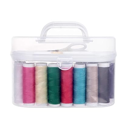 MINISO Double Layer Portable Travel Sewing Kits Box with Color Needle Threads Scissor pin Hand