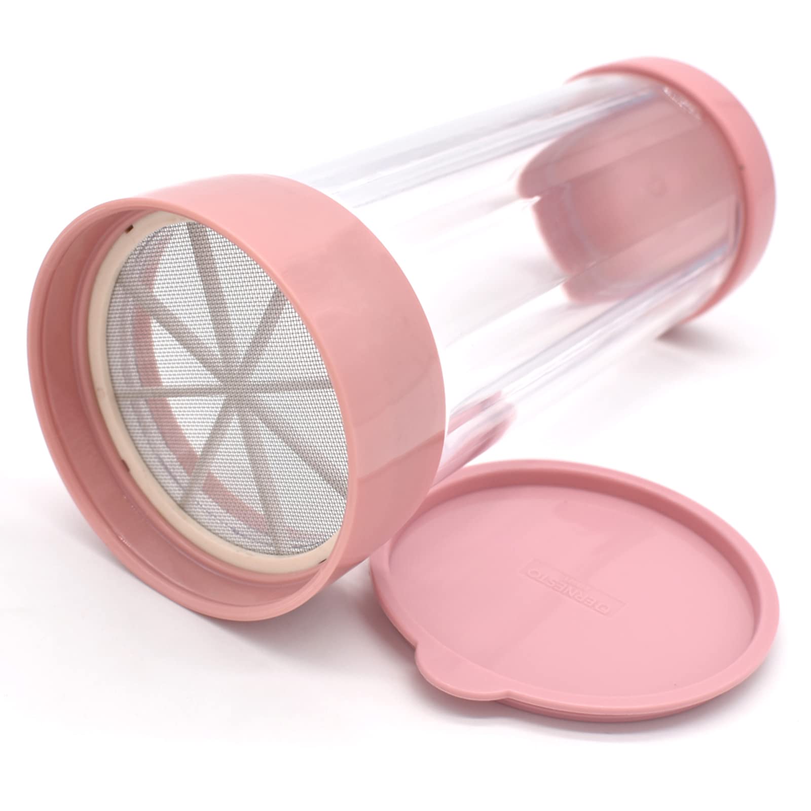 Yueser Icing Sugar Shaker, Stainless Steel Fine-Mesh Flour Sifter/Shaker Bottle for Icing Sugar Flour Chocolate Cappuccino Cocoa,Pink