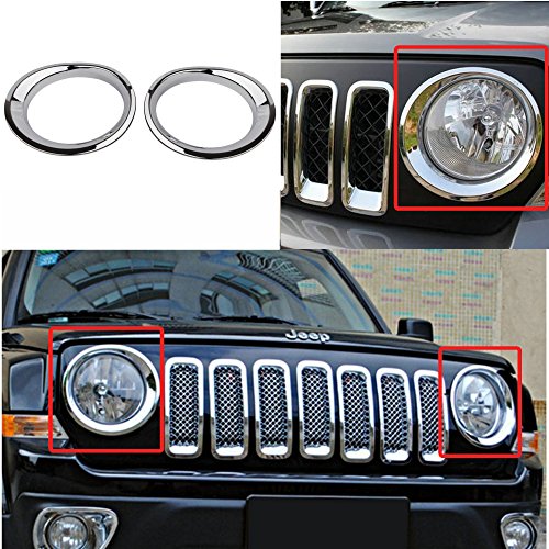 image for Bestong 2Pcs ABS Headlight Front Light Lamp Cover Trim For Jeep Patrio