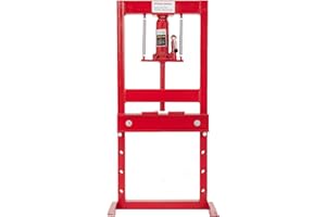 Garvee Hydraulic Press 6 T, Hydraulic Shop Press, H Frame Hydraulic Press with 2 Press Plates, Garage Floor Shop Press, Adjustable Work Table Height, Heavy Duty Press, Red