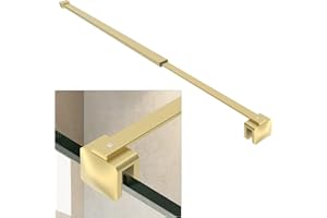 AquivaCoast Shower Door Glass Support Bar, 26.96" to 48.54" Adjustable Stainless Steel Wall-to-Glass Shower Stabilizer Rod for 1/4", 5/16", 3/8", Brushed Gold