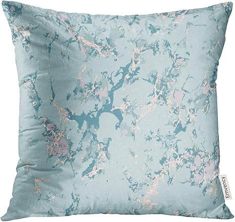 Amazon Upoosスロー枕カバーホワイトフェミニンブルーmarble Withローズゴールドpatina効果オーバーレイdistress Grainスパンコールholiday抽象装飾枕ケースホーム装飾正方形枕 X Inches ブルー 枕カバー ピローケース オンライン通販