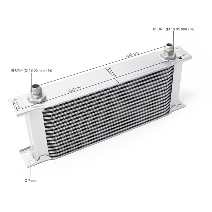 Refrigerador de aceite externo 16 líneas Aluminio Enfriador Cooler ...