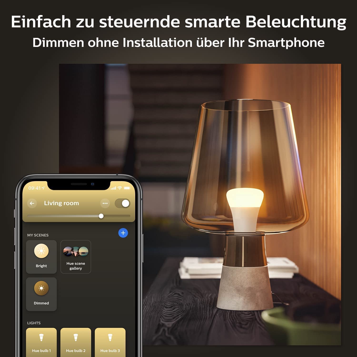 Philips Hue White E27 Lampe 4 Pack 4x1055lm, dimmbar, warmweißes Licht, steuerbar via App, kompatibel mit Amazon Alexa,9.5W (Echo, Echo Dot) 7