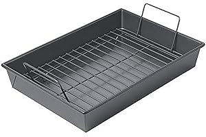 Chicago Metallic 16947 Professional Roast Pan with Non-Stick Rack, 13-Inch-by-9-Inch, Gray