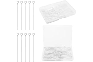 Yumttero 200 Pcs 50mm Straight Eye Pins for Craft Earring Bracelet Necklace Pendant DIY Jewelry Making, Silver Color